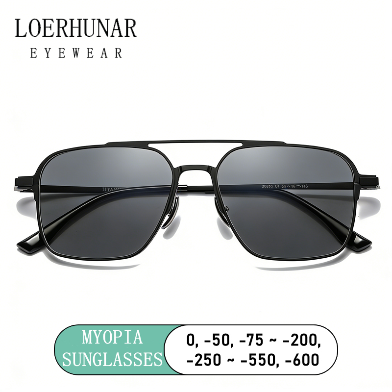 Sunglasses Aviator Polarized - Ultraleichte Reintitan Doppelbalken-Myopie-Sonnenbrille für Männer und