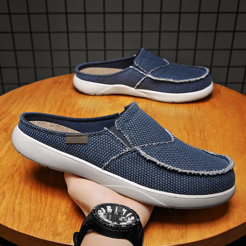 Espadrille Slip On - Canvas-Slip-on-Halbschuhe für Herren, Pantoletten, lässige Hausschuhe,